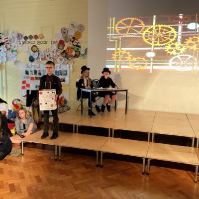 Children rehearsing for their play